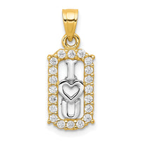Load image into Gallery viewer, 10K w/ Rhodium CZ I LOVE YOU Charm
