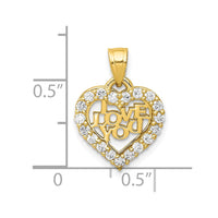 Load image into Gallery viewer, 10K Small CZ I LOVE YOU Heart Charm
