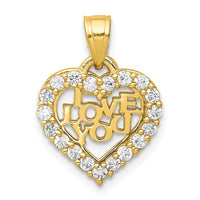 Load image into Gallery viewer, 10K Small CZ I LOVE YOU Heart Charm
