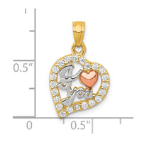 Load image into Gallery viewer, 10K Two-Tone w/White Rhodium I LOVE YOU CZ Heart Pendant
