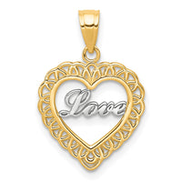 Load image into Gallery viewer, 10K w/ Rhodium LOVE Heart Charm
