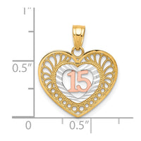 Load image into Gallery viewer, 10K Two-tone w/White Rhodium 15 Heart Pendant
