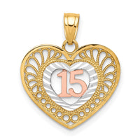 Load image into Gallery viewer, 10K Two-tone w/White Rhodium 15 Heart Pendant
