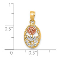 Load image into Gallery viewer, 10K Two-Tone w/White Rhodium CZ Rose Charm
