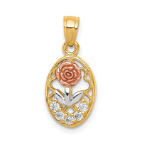 Load image into Gallery viewer, 10K Two-Tone w/White Rhodium CZ Rose Charm
