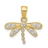 Load image into Gallery viewer, 10K w/ Rhodium CZ Dragonfly Charm
