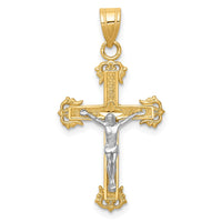 Load image into Gallery viewer, 10K Two-tone Diamond-cut Crucifix Pendant
