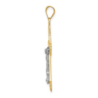 Load image into Gallery viewer, 10K Two-tone Diamond-cut Crucifix Pendant
