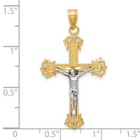 Load image into Gallery viewer, 10K Two-tone Diamond-cut Crucifix Pendant
