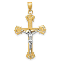 Load image into Gallery viewer, 10K Two-tone Diamond-cut Crucifix Pendant
