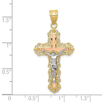 Load image into Gallery viewer, 10K Tri-color Diamond-cut Crucifix Pendant
