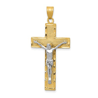 Load image into Gallery viewer, 10K Two-tone Diamond-cut Crucifix Pendant
