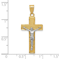 Load image into Gallery viewer, 10K Two-tone Diamond-cut Crucifix Pendant

