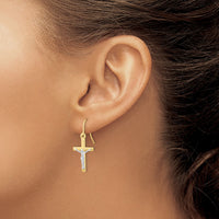 Load image into Gallery viewer, 10k Two-tone Polished Crucifix Earrings
