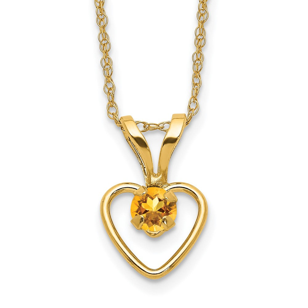 10k Madi K 3mm Citrine Heart Birthstone Necklace
