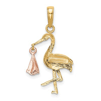 Load image into Gallery viewer, 10k Two-tone Stork w/Dangling Baby Charm
