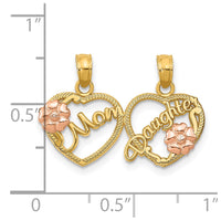 Load image into Gallery viewer, 10K Two-Tone MOM - DAUGHTER Break-apart Hearts Pendant
