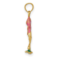 Load image into Gallery viewer, 10K 3-D Enameled Pink Flamingo Pendant
