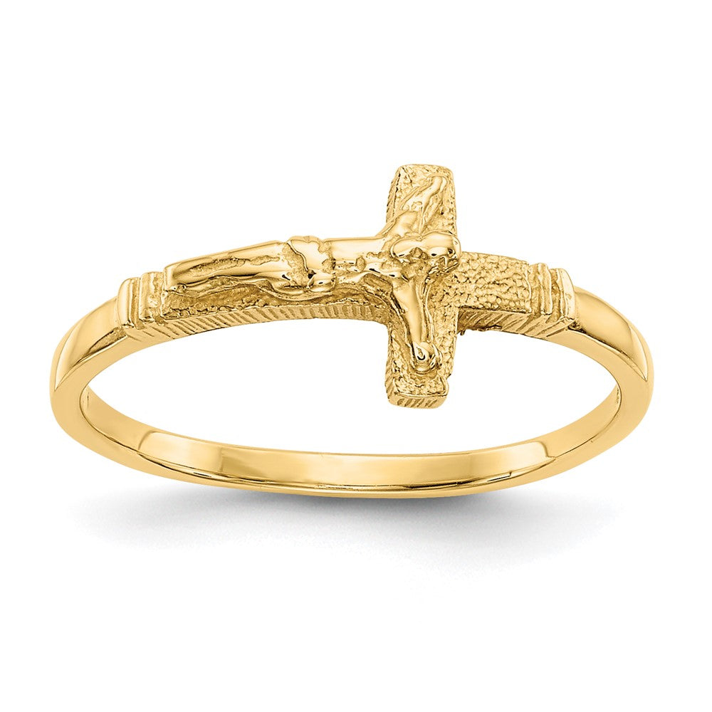 10K Satin Finish Childs Crucifix Ring