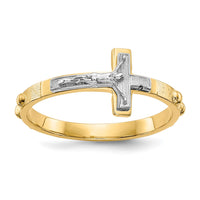 Load image into Gallery viewer, 10K Two-tone Crucifix Rosary Ring
