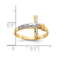 Load image into Gallery viewer, 10k Two-tone Polished INRI Crucifix Ring
