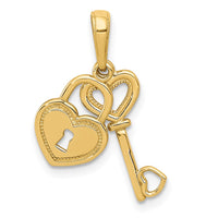 Load image into Gallery viewer, 10K Polished Heart Key and Heart Lock Charm
