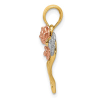 Load image into Gallery viewer, 10K Two-Tone w/White Rhodium Polished Flower Heart Pendant
