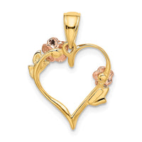 Load image into Gallery viewer, 10K Two-Tone w/White Rhodium Polished Flower Heart Pendant
