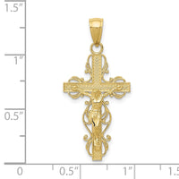 Load image into Gallery viewer, 10K Gold Polished Crucifix w/lace Trim Pendant
