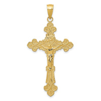 Load image into Gallery viewer, 10K Polished Textured INRI Crucifix Fleur de Lis Pendant
