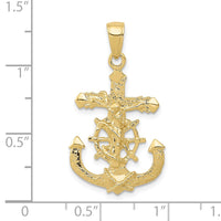 Load image into Gallery viewer, 10K Polished &amp; Textured 2-D Mariners Crucifix Rope/Wheel Pendant
