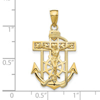 Load image into Gallery viewer, 10K Gold Polished &amp; Textured Mini Mariners Crucifix Pendant
