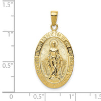 Load image into Gallery viewer, 10K Gold Satin and Polished Finish Miraculous Medal Pendant
