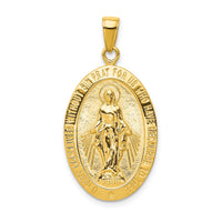 Load image into Gallery viewer, 10K Gold Satin and Polished Finish Miraculous Medal Pendant
