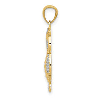 Load image into Gallery viewer, 10K &amp; Rhodium Polished &amp; Textured Owl Pendant
