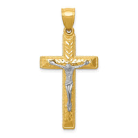 Load image into Gallery viewer, 10k Two-tone Diamond Cut Crucifix Pendant
