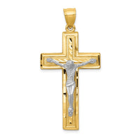 Load image into Gallery viewer, 10k Two-tone Diamond-cut Latin Crucifix Pendant
