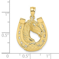 Load image into Gallery viewer, 10K Polished and Engraved Horse Head In Shoe Charm

