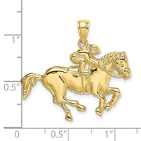 Load image into Gallery viewer, 10K 2-D Jockey on Horse Charm
