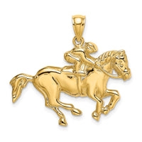Load image into Gallery viewer, 10K 2-D Jockey on Horse Charm
