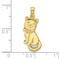Load image into Gallery viewer, 10K 3-D Polished Sitting Cat w/Bow Charm
