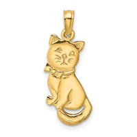 Load image into Gallery viewer, 10K 3-D Polished Sitting Cat w/Bow Charm
