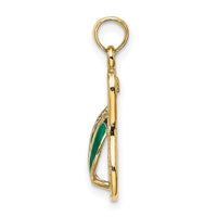 Load image into Gallery viewer, 10K 3D W/ Green Enamel Single Flip-Flop Charm
