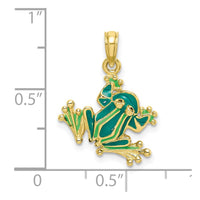 Load image into Gallery viewer, 10k Green Enameled Small Frog Charm
