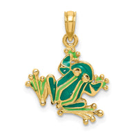Load image into Gallery viewer, 10k Green Enameled Small Frog Charm
