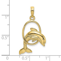 Load image into Gallery viewer, 10K Polished Dolphin Jumping Through Hoop Charm
