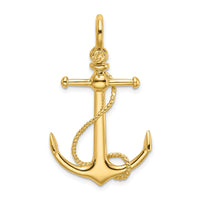 Load image into Gallery viewer, 10K 3-D Anchor W/Long T Bar and Shackle Bail Charm

