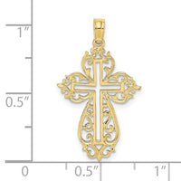 Load image into Gallery viewer, 10K Cut-Out Scroll Framed Cross Charm
