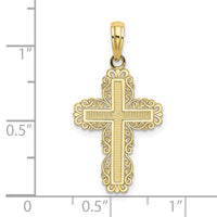 Load image into Gallery viewer, 10K Textured w/ Lace Trim Cross Charm
