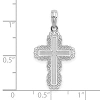 Load image into Gallery viewer, 10K White Gold Textured w/ Lace Trim Cross Charm
